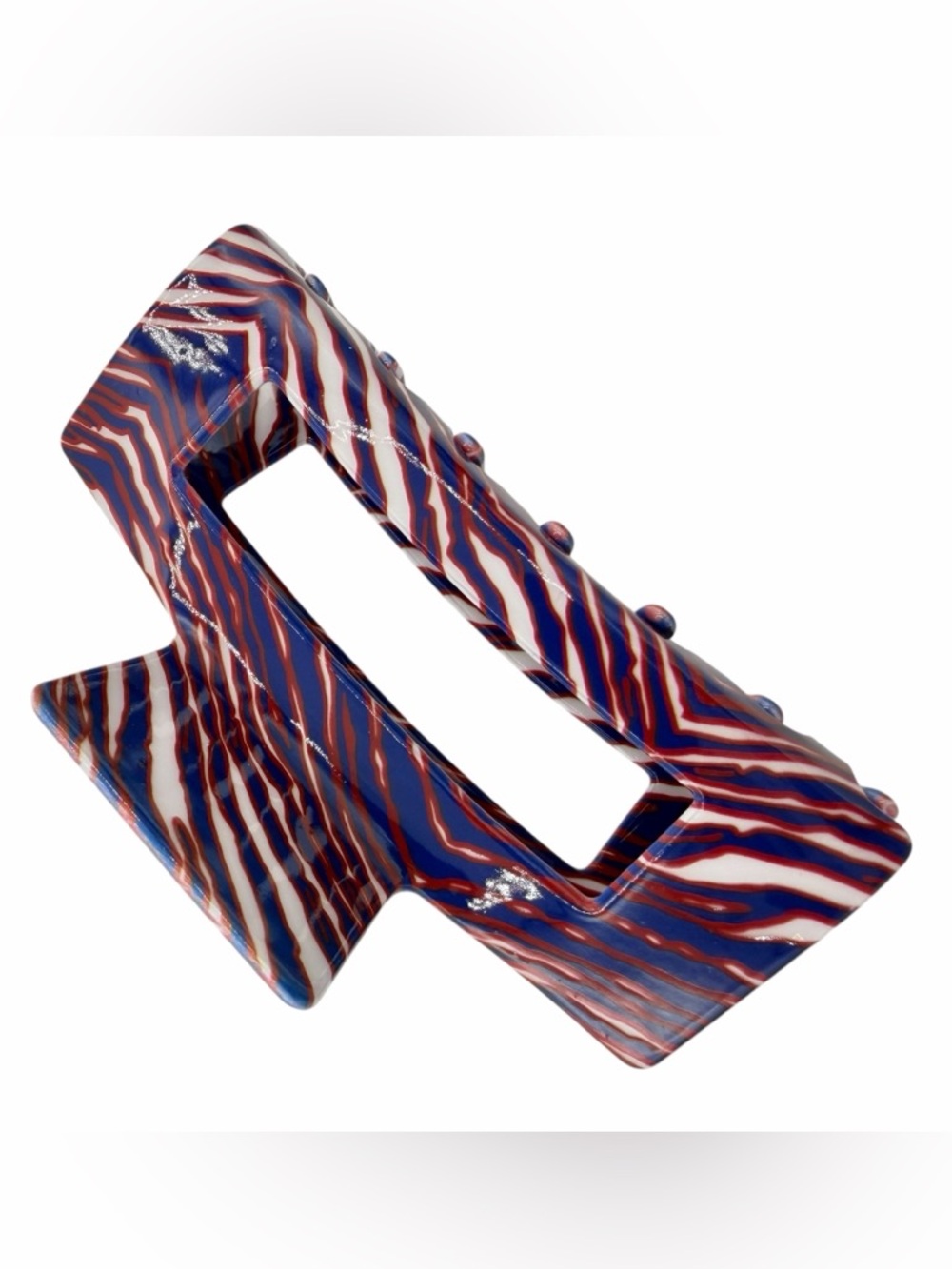 Red Blue Stripe Hair Clip New